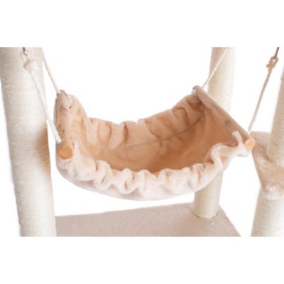 Image showing 8 th GleePet 57 in. Real Wood Cat Tree in Beige with Perches, Running Ramp, Condo and Hammock