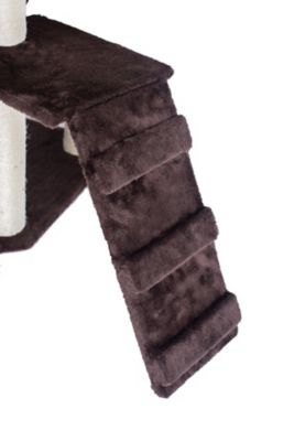 Image showing 5 th GleePet 57 in. Real Wood Cat Tree in Coffee Brown with 4 Levels, Ramp, Hammock and Condo