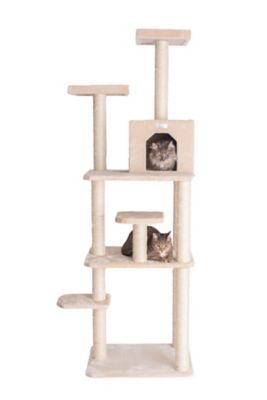 GleePet 74 in. Real Wood Cat Tree with Seven Levels, Beige