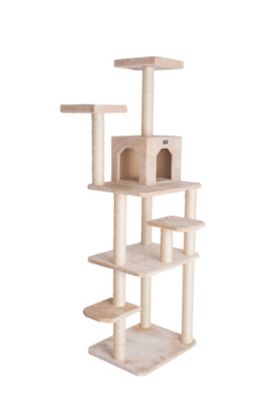 Image showing  74 in. Real Wood Cat Tree with Seven Levels, Beige