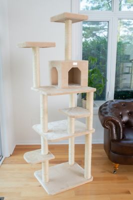 Image showing  74 in. Real Wood Cat Tree with Seven Levels, Beige