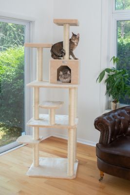 Image showing  74 in. Real Wood Cat Tree with Seven Levels, Beige