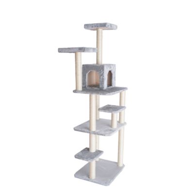 Image showing 6 th GleePet 74 in. Real Wood Cat Tree with 7 Levels, Silver Gray