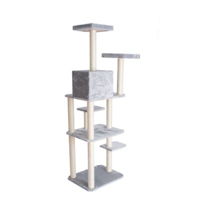 Image showing 7 th GleePet 74 in. Real Wood Cat Tree with 7 Levels, Silver Gray