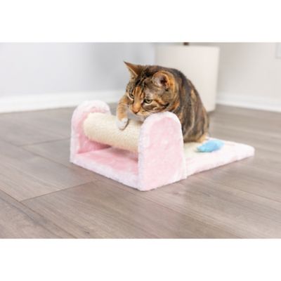 Image showing  Mouse Shape Real Wood Cat Scratcher Toy with Sisal Scratching Post and Hanging Rope Toys