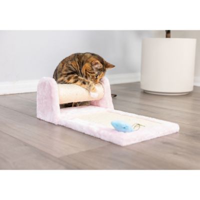 Image showing  Mouse Shape Real Wood Cat Scratcher Toy with Sisal Scratching Post and Hanging Rope Toys