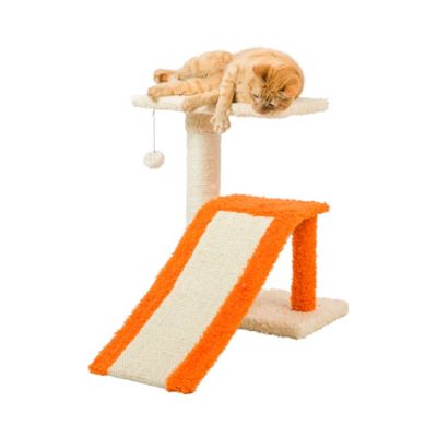 Image showing  X2101 Two-Level Platform Real Wood Scratcher W Sisal Carpet Ramp
