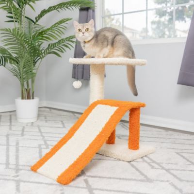 Image showing  X2101 Two-Level Platform Real Wood Scratcher W Sisal Carpet Ramp