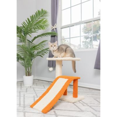 Image showing  X2101 Two-Level Platform Real Wood Scratcher W Sisal Carpet Ramp