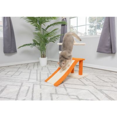 Image showing  X2101 Two-Level Platform Real Wood Scratcher W Sisal Carpet Ramp
