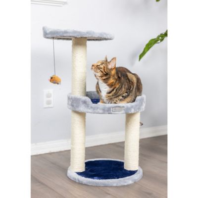 Image showing  Three-Level Real Wood Compact Scratcher, X2905, Gray with Plush Perch