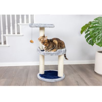 Image showing  Three-Level Real Wood Compact Scratcher, X2905, Gray with Plush Perch