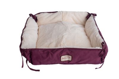 Image showing  2-In-1 Cat Pet Bed and Fleece Cat Mat, Burgundy/Ivory
