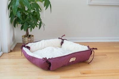 Image showing  2-In-1 Cat Pet Bed and Fleece Cat Mat, Burgundy/Ivory