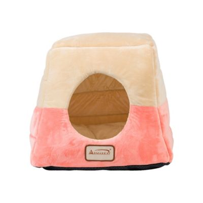 Image showing 7 th Armarkat 2-In-1 Cave Shape and Cuddle Cat Bed, Orange/Beige