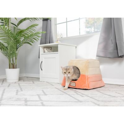 Image showing 8 th Armarkat 2-In-1 Cave Shape and Cuddle Cat Bed, Orange/Beige