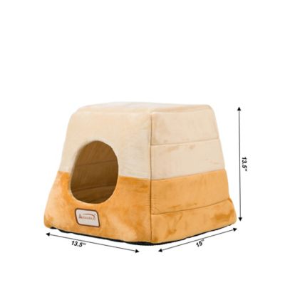 Image showing 7 th Armarkat 2-In-1 Cave Shape and Cuddle Cat Bed, Brown/Beige