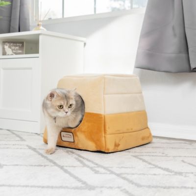 Image showing 8 th Armarkat 2-In-1 Cave Shape and Cuddle Cat Bed, Brown/Beige