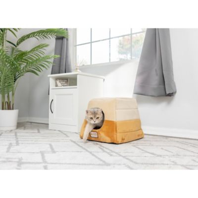 Image showing 9 th Armarkat 2-In-1 Cave Shape and Cuddle Cat Bed, Brown/Beige