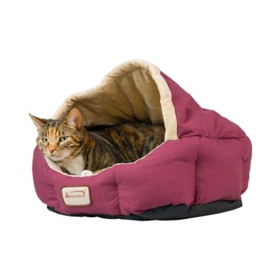 Armarkat Small Cat Bed, Burgundy/Ivory