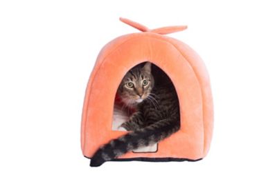 Armarkat Cave Shape Cat Bed, Orange/Ivory