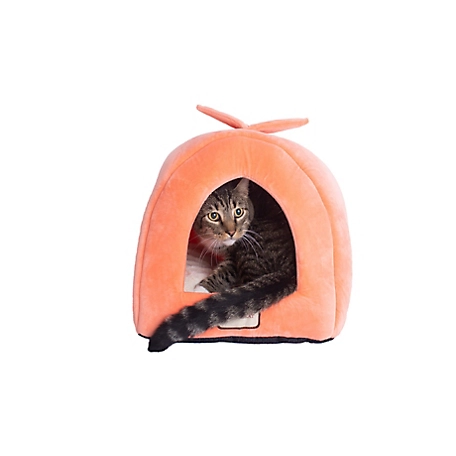Armarkat Cave Shape Cat Bed, Orange/Ivory