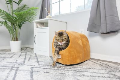 Image showing  Cave Shape Cat Bed, Brown/Ivory