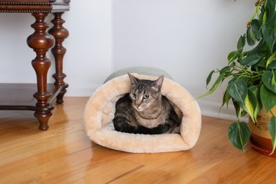 Image showing  Soft Cave Sleep Pet Bed for Dogs and Cats, 20 in., Sage Green/Beige