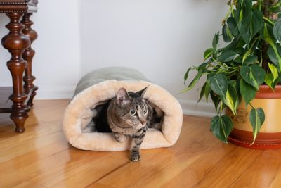 Image showing  Soft Cave Sleep Pet Bed for Dogs and Cats, 20 in., Sage Green/Beige