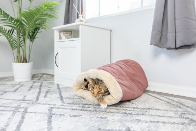 Image showing  Indoor Warm Pet Bed Soft Sleep Indian Red Cave Cat Bed