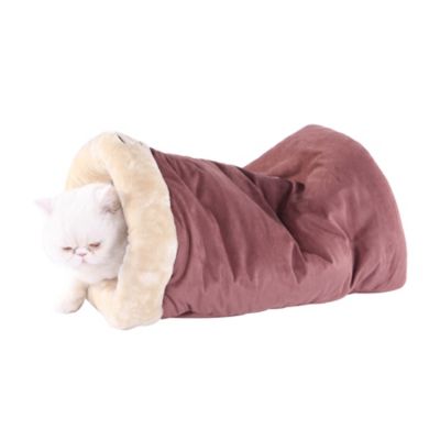 Image showing  Indoor Warm Pet Bed Soft Sleep Indian Red Cave Cat Bed