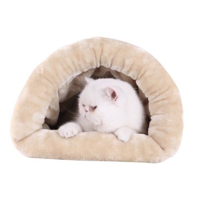 Image showing  Indoor Warm Pet Bed Soft Sleep Indian Red Cave Cat Bed