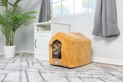 Image showing  Small Indoor Cat house, Cat Beds with Mat, MachIne Washable, Earth Brown/Beige