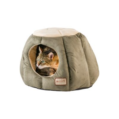 Armarkat Cave Shape Cat Bed with Anti-Slip Waterproof Base, Laurel Green/Beige