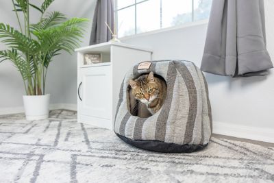 Image showing  Cave Shape Cat Bed with Anti-Slip Waterproof Base, Gray/Silver