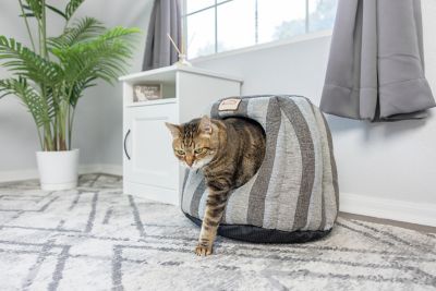 Image showing  Cave Shape Cat Bed with Anti-Slip Waterproof Base, Gray/Silver