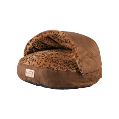 Armarkat Cuddle Cave Slipper Cat Bed with Anti-Slip Bottom, Mocha/Leopard