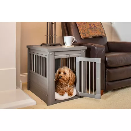 New Age Pet InnPlace 1-Door End Table ECOFLEX Pet Crate Gray Furniture Style Crates