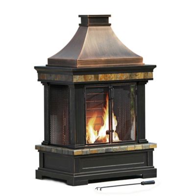 Sunjoy L Of082pst 3 Dixon 56 In Steel And Slate Outdoor Fireplace