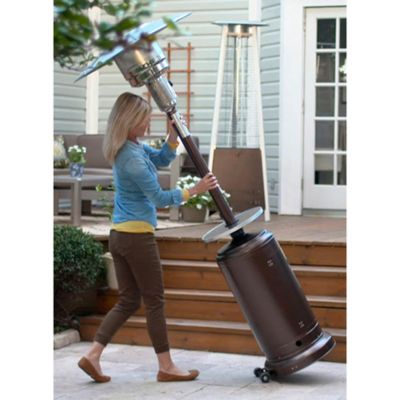 Image showing  41,000 BTU Classic Umbrella Commercial Portable Propane Patio Heater with Drink Table, Golden Hammered