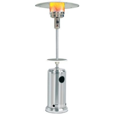 Sunheat 41,000 BTU Classic Umbrella Commercial Portable Propane Patio Heater with Drink Table, Stainless Steel