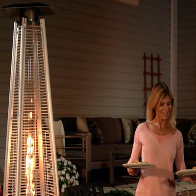 Image showing  40,000 BTU Contemporary Triangular Portable Propane Commercial Patio Heater with Variable Flame, Golden Hammered
