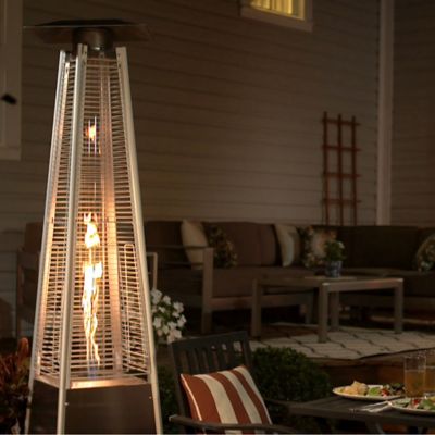 Image showing  40,000 BTU Contemporary Square Portable Propane Commercial Patio Heater with Variable Flame, Golden Hammered
