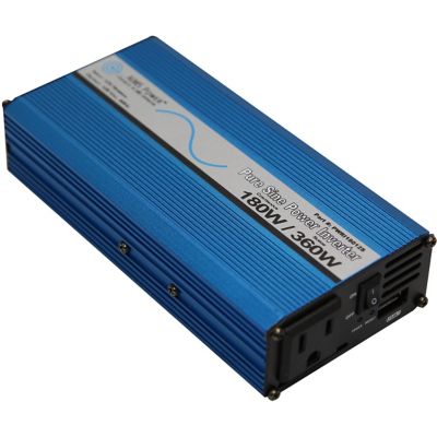 Image showing  180W Pure Sine Power Inverter, 12VDC to 120VAC, Includes Cables