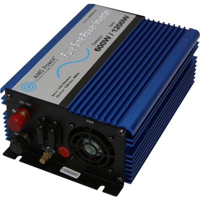 AIMS Power 600 Watt Pure Sine Power Inverter, 12V to 120VAC