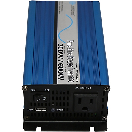 AIMS Power 300W Pure Sine Power Inverter, 24VDC 120VAC, Includes Cables