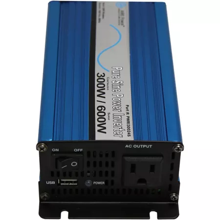 AIMS Power 300W Pure Sine Wave Inverter 24V DC 120V AC Cables Included Power Inverters