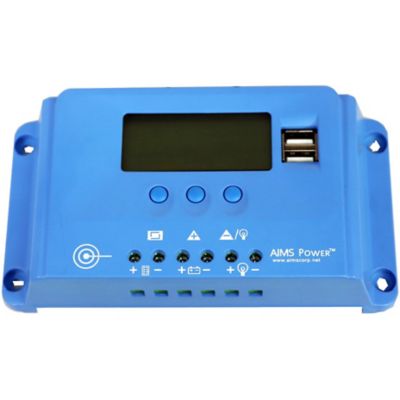 AIMS Power 10A Solar Charge Controller, 12 or 24 VDC PWM