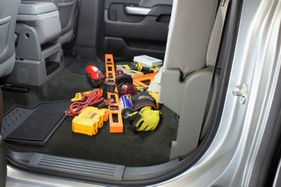 Image showing  Under Seat Storage for 2014-2018 Chevy Silverado/GMC Sierra Light Duty Crew Cab and 15-19 Heavy-Duty Crew Cab, Black