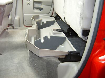 Image showing 6 th DU-HA Under Seat Storage fits 02-24 Ram 1500 & 03-26 2500 3500 Quad Cab/Crew Cab (Classic Body) w/o Factory Subwoofer, Brown